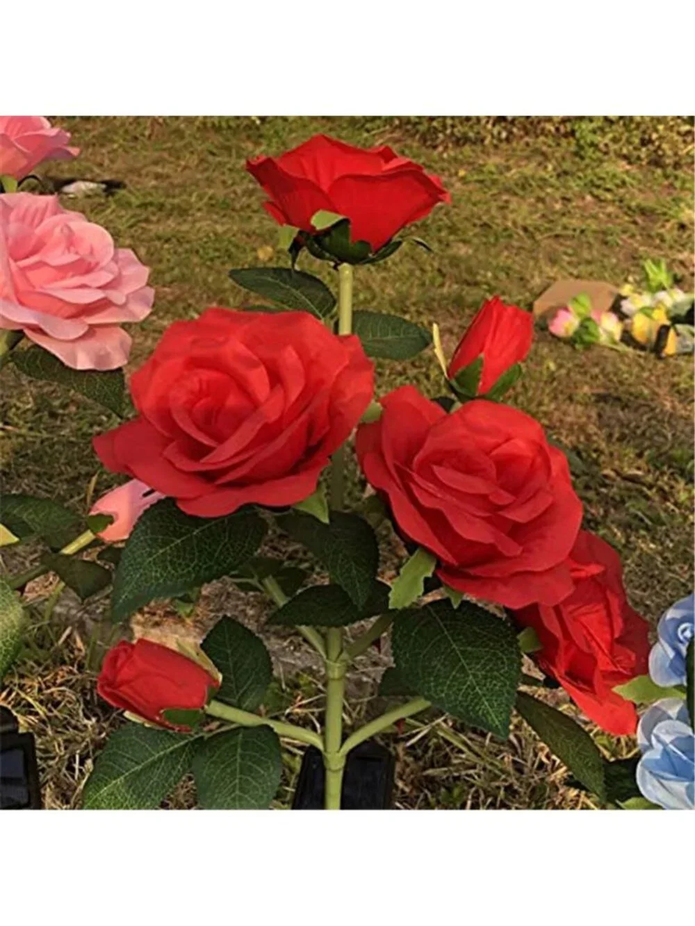 Solar Rose Garden Lights Waterproof Outdoor Flower Stake Landscape Decor 6 Heads